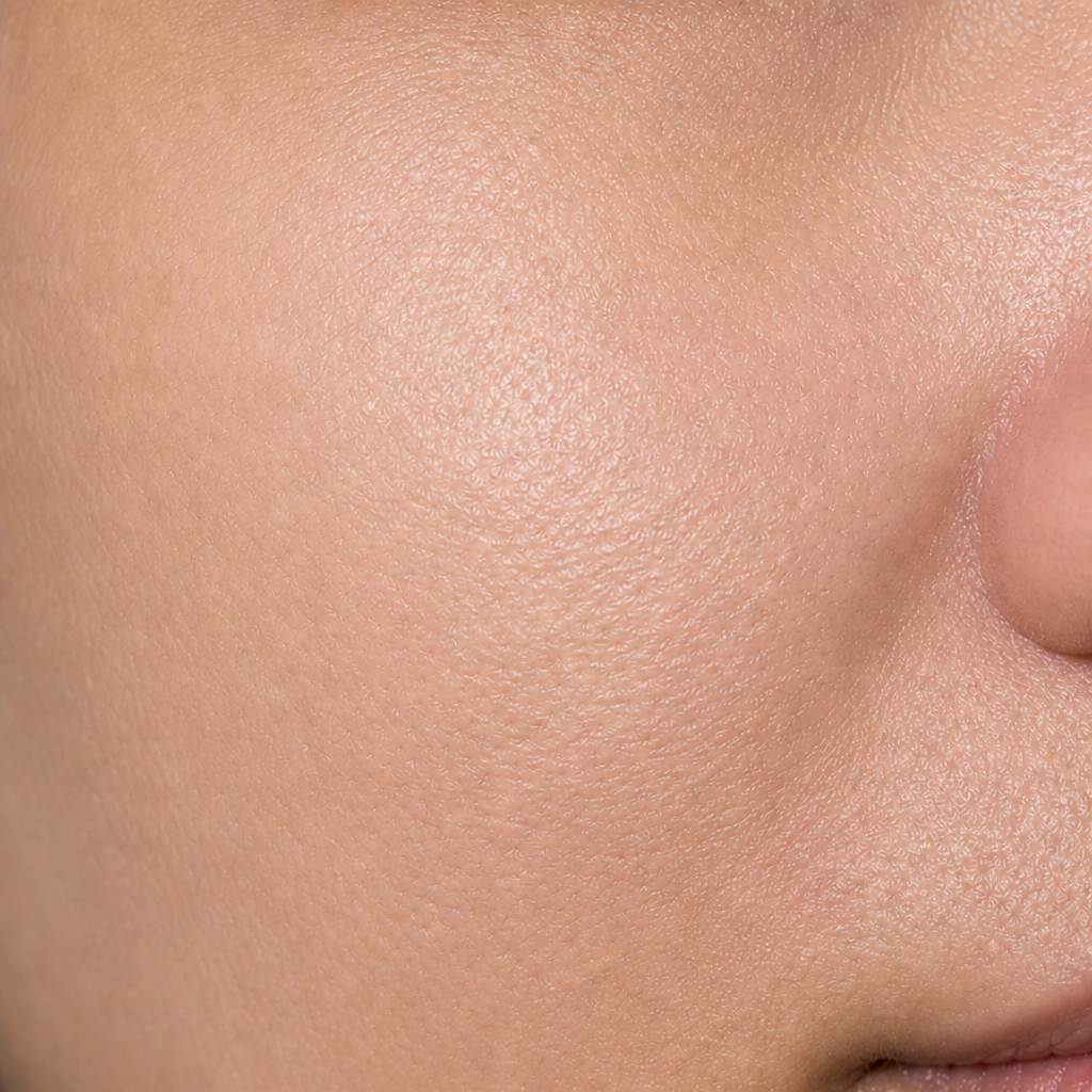 After: same woman's face with visibly smoother skin and reduced fine lines